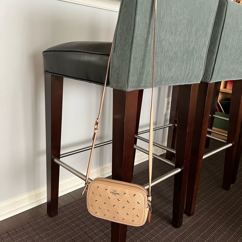 Coach Soft Leather Double Zipped Purse, Crossbody with Perforated Butterflies - Picture 4 of 10